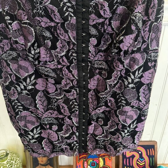 Studio 1940 Black & Purple Floral Lace Tank Top With Front Buttons Size 20 Women - Picture 6 of 6